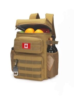 Tactical Cooler Backpack Brown Insulated Lunch Bag + Bottle Opener